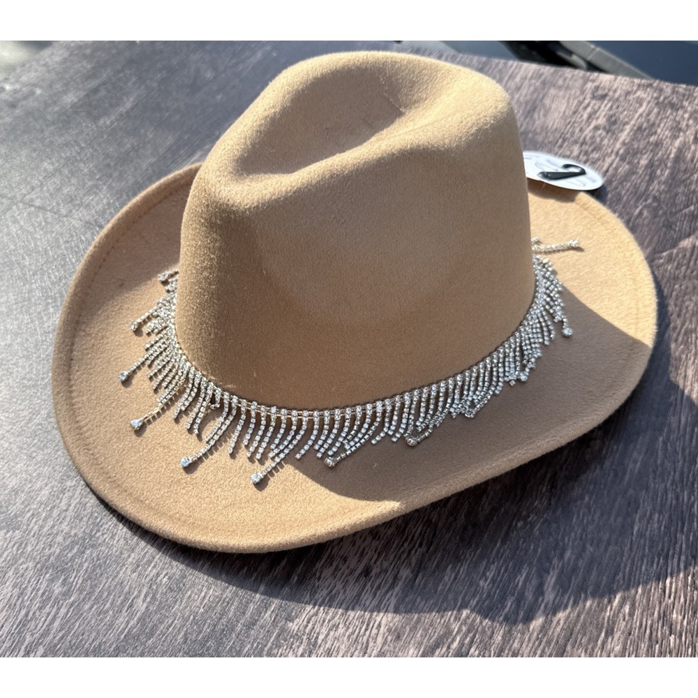 David And Young Bling Cowboy Hat NWT Tan Rhinestones